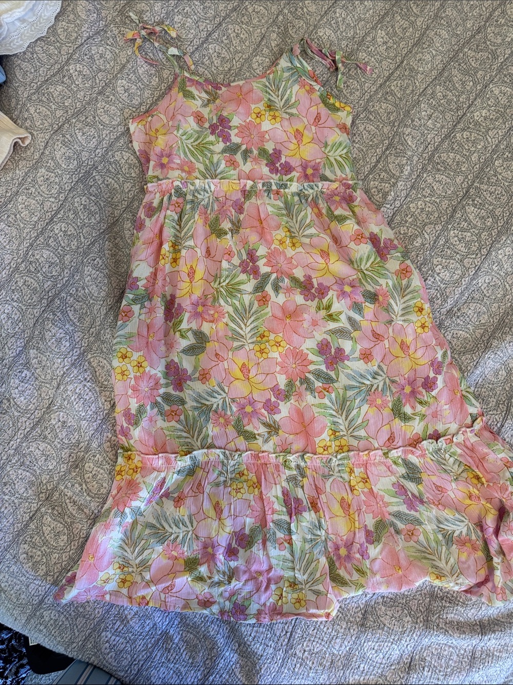 Billabong Pink Floral Tie-Shoulder Sundress